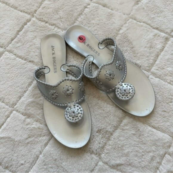 Jack Rogers Shoes - Jack Rodgers | Navajo Bahamas Jelly Silver Sandals | Size 6